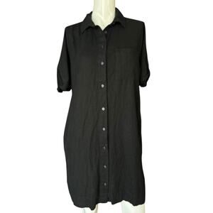 Old Navy Linen Blend Button-Front Shirt Dress Black Size Medium